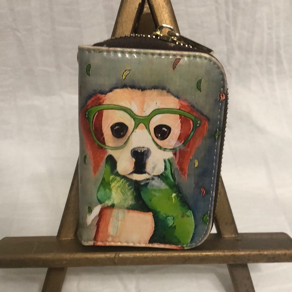 Aphison Dog Print Zip Wallet